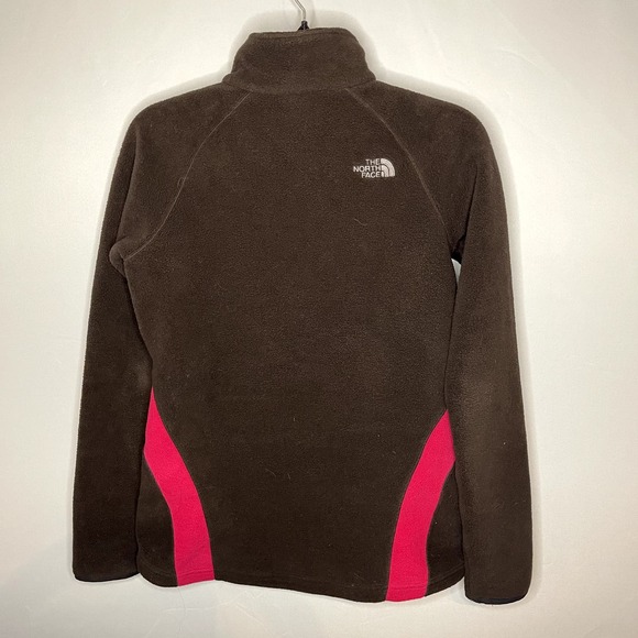 TNF The North Face Brown Pink Quarter Zip Pullover Fleece Sweatshirt Size Small - Picture 3 of 5